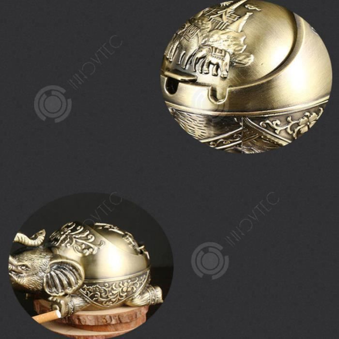 Cenicero práctico con forma de elefante para fumadores INN® con tapa decorativa, accesorio para cigarrillos para uso interior y exterior, adorno anticaída.