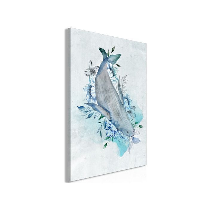 Tableau enfant Baleine et fleurs - 40 x 60 cm - Artgeist