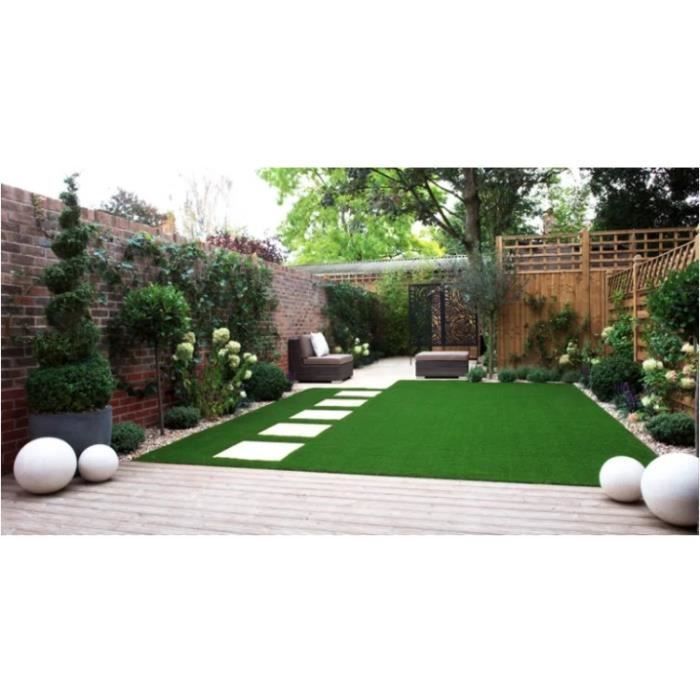 Baldosas de césped sintético con sistema de fijación mediante clip - GARDENMOOD - Paquete de 10 - 30x30x2,4cm - Verde