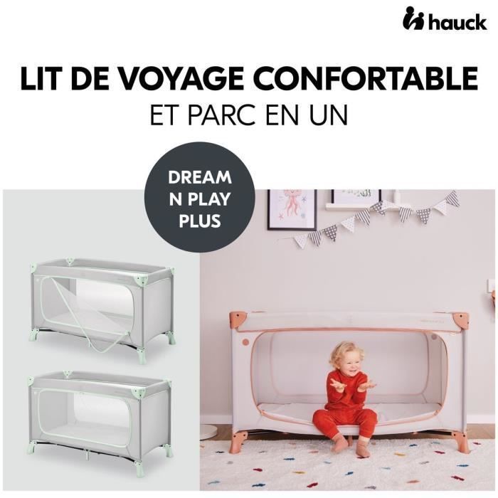 Reisebett - HAUCK - DREAM N PLAY PLUS - 60 x 120 cm - Ab Geburt - Zusammenklappbar - Dusty Mint