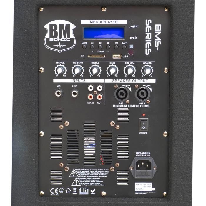 Complete 2200W DJ Sound System PACK Speakers + USB-BLUETOOTH Subwoofer + Stands - BM SONIC BMS1512