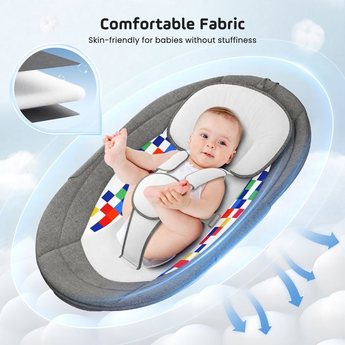 TTLIFE Electric Baby Swing, Baby Bouncer with Remote Control and Wireless APP Control Style, 5-Point Safety