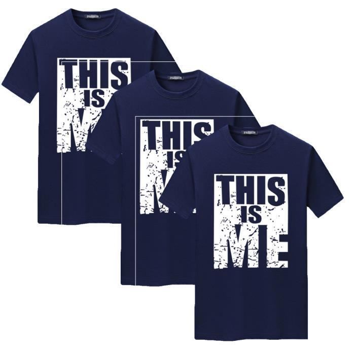 Men's T-shirt - MOBIGARLAN - FBC147 - Navy blue - Slim fit - Crew neck