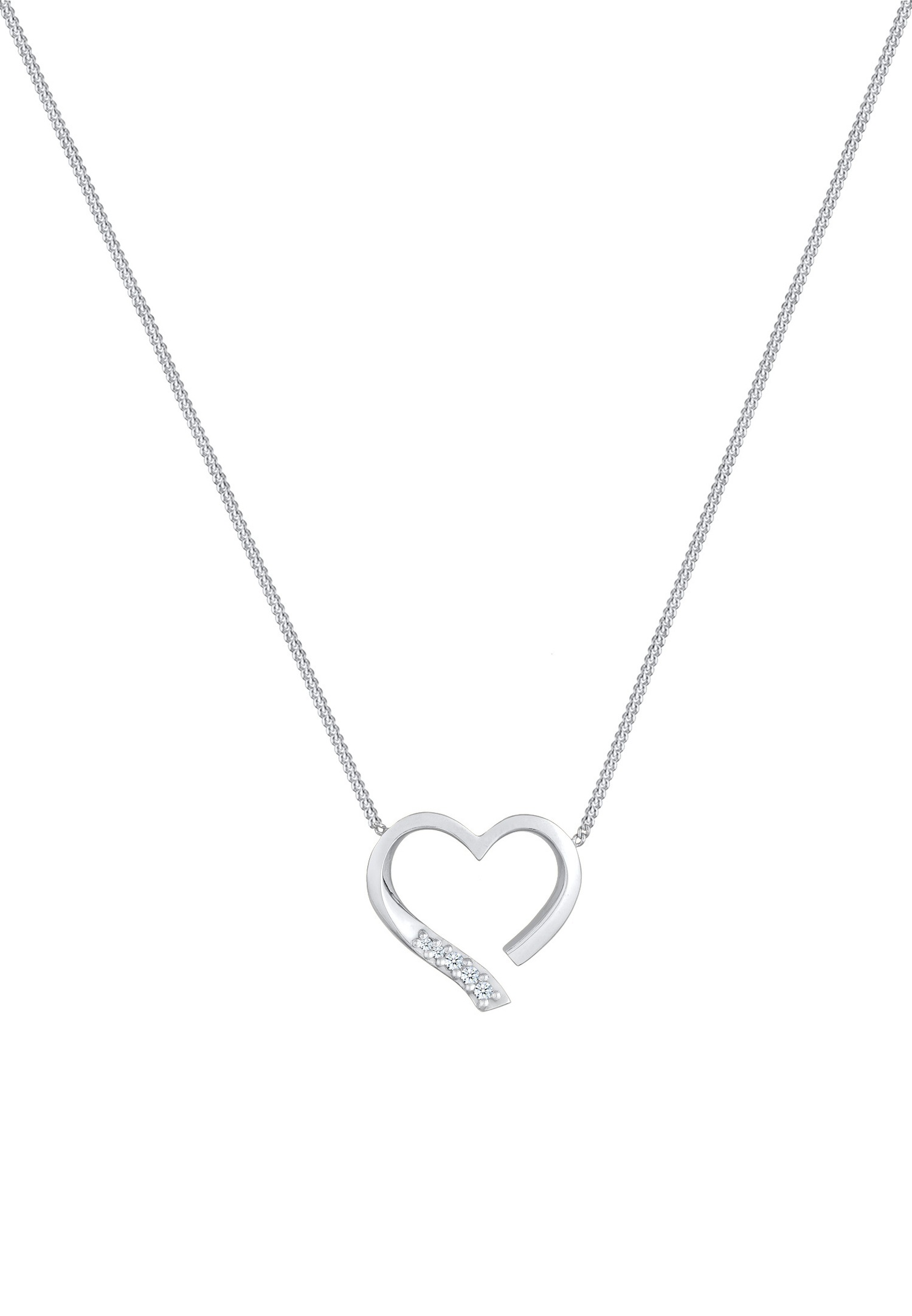 Elli DIAMONDS Femmes Pendentif Coeur Amour Féminin avec Diamant (0.055 ct.) en Argent Sterling 925