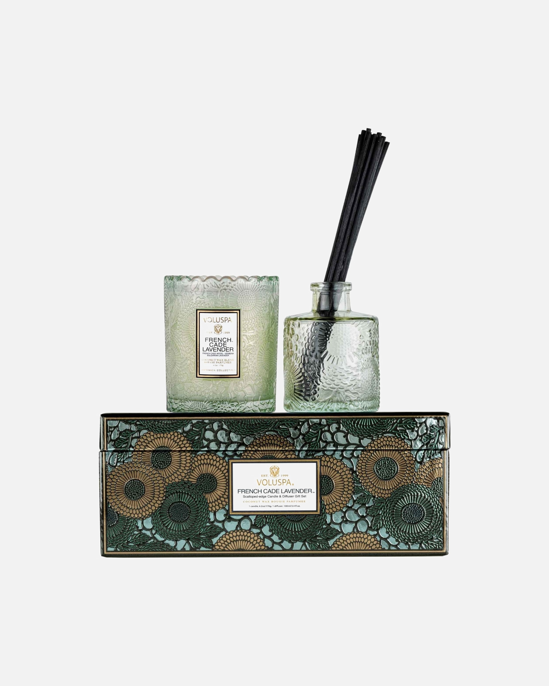 VOLUSPA French Cade Lavender Scalloped Candle + Reed Diffuser