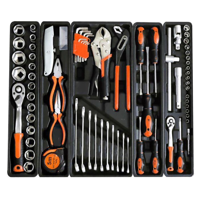 Kraft Müller KM-85PCS Orange Tool Box, made of ultra-resistant metal, 85 tools, Top Quality Chrome Vanadium, Screwdrivers, Pliers
