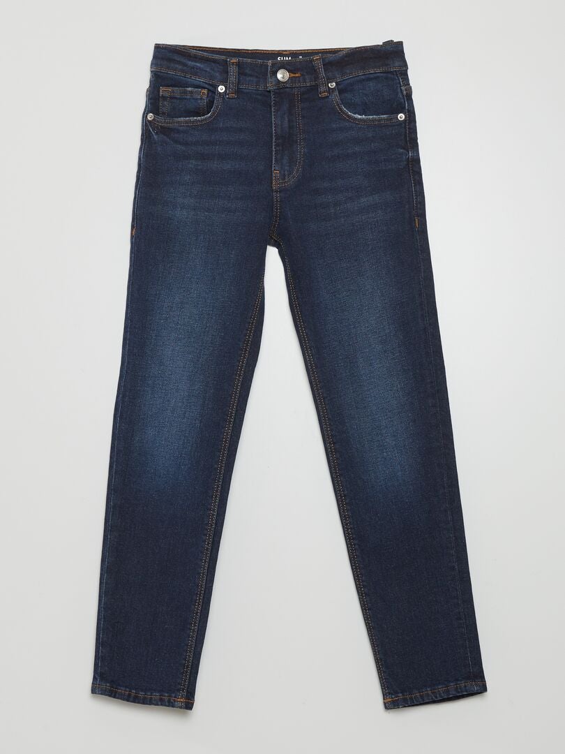 Verstelbare slim fit jeans met hoge taille - BLAUW