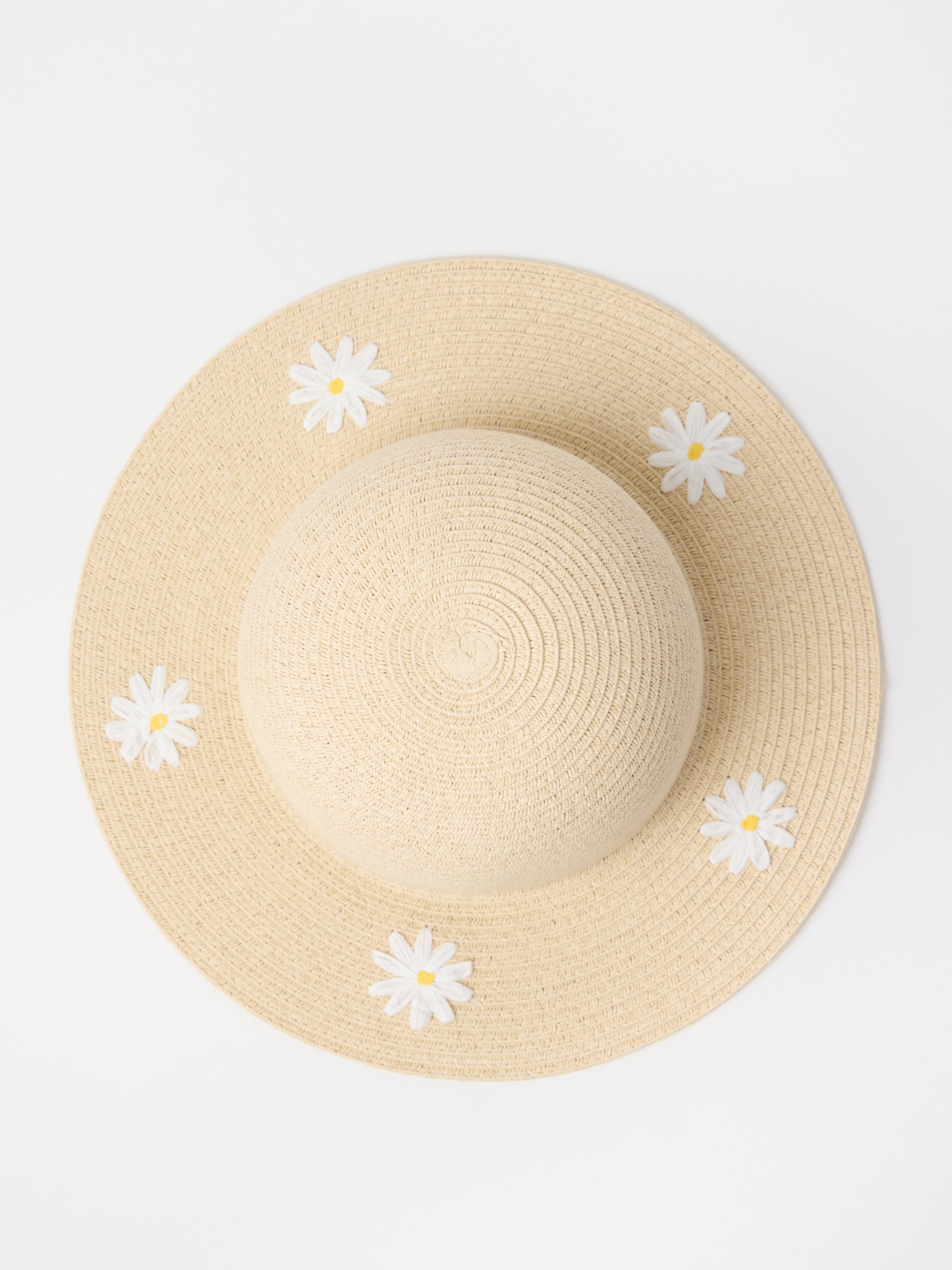 Sombrero de paja con flores para el sol