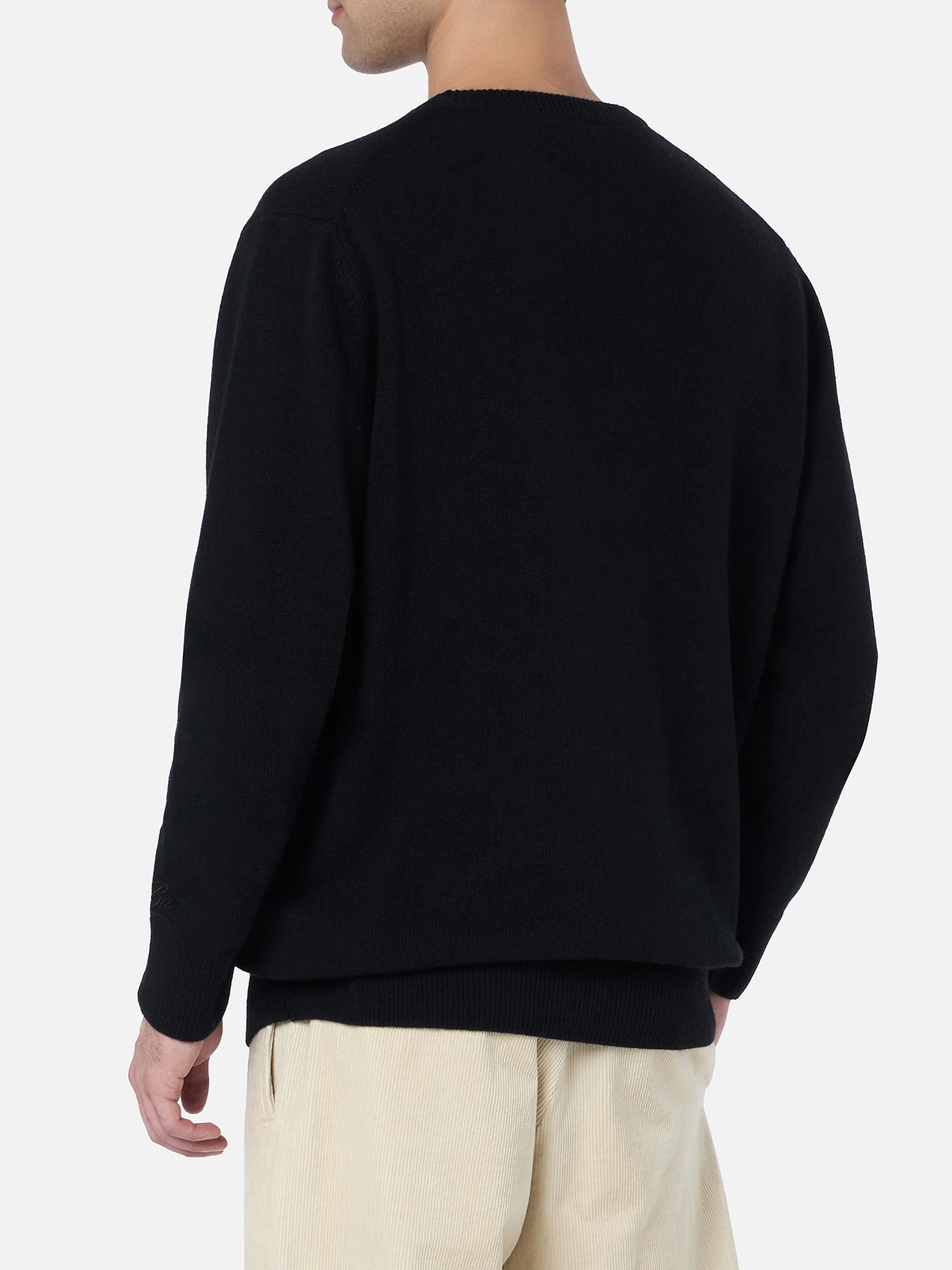 Jersey de cuello redondo Regent en cachemir negro puro.