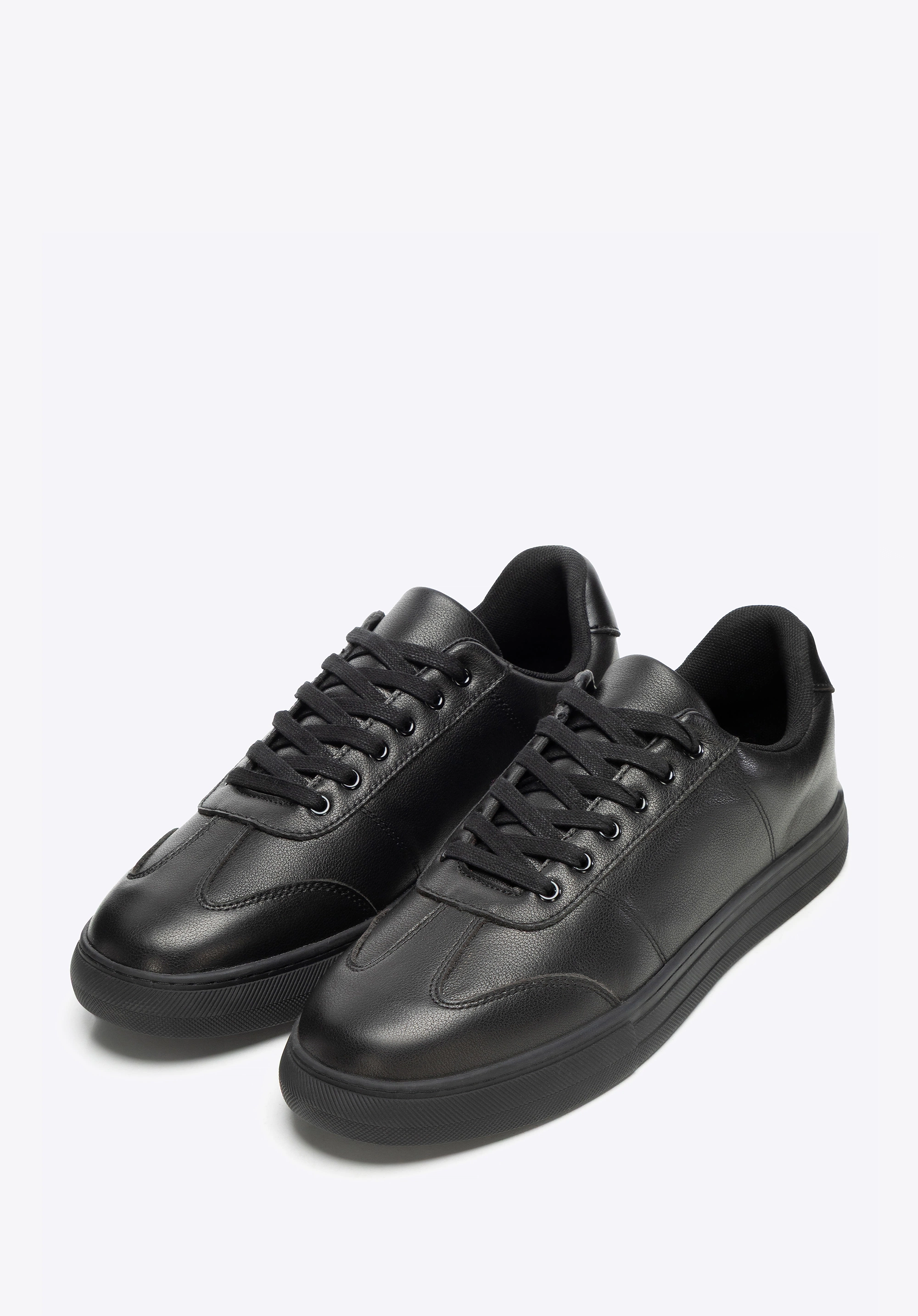 Męskie sneakersy ze skóry licowej czarne