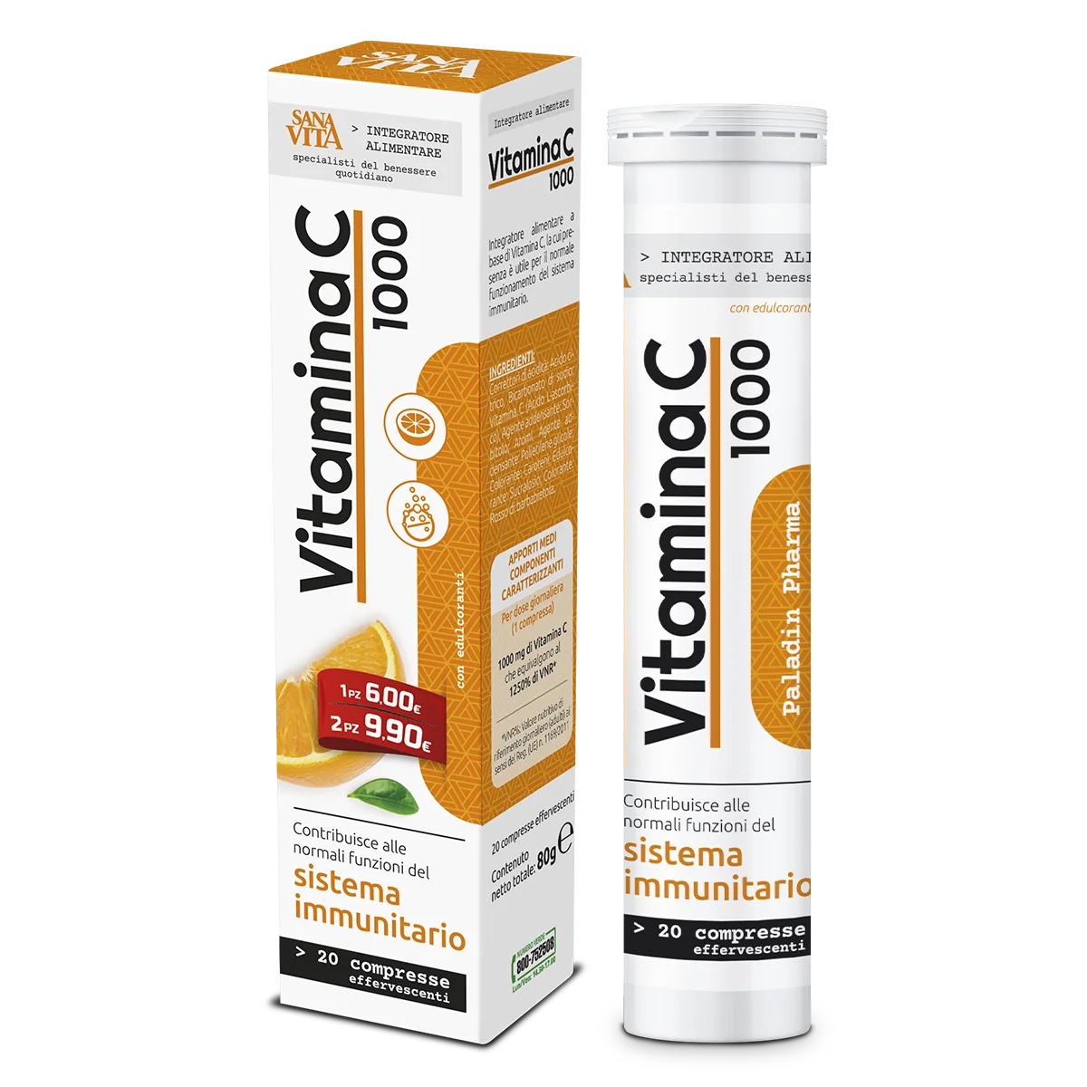 SANA VITA Sanavita Suplemento de vitamina C 20 comprimidos efervescentes