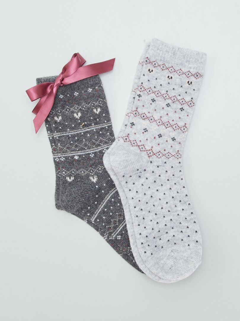 Juego de 2 pares de calcetines jacquard - GRIS