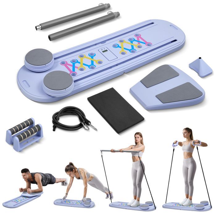 Macchina Pilates Reformer pieghevole 4 in 1, tavola addominale a rimbalzo automatico, attrezzatura per allenamento completo del corpo