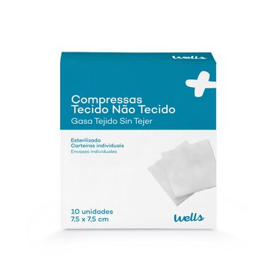 Wells Compressas Tecido Não Tecido 7,5x7,5 cm      10 un 10 un