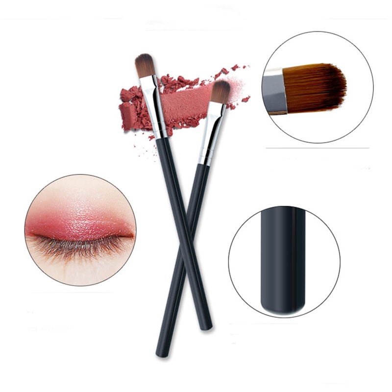 Pennello per ombretto piatto in legno, strumento per il trucco, ombretto trasparente per labbra, penna per sopracciglia, strumento Ms. Cosmetics 1 pezzo