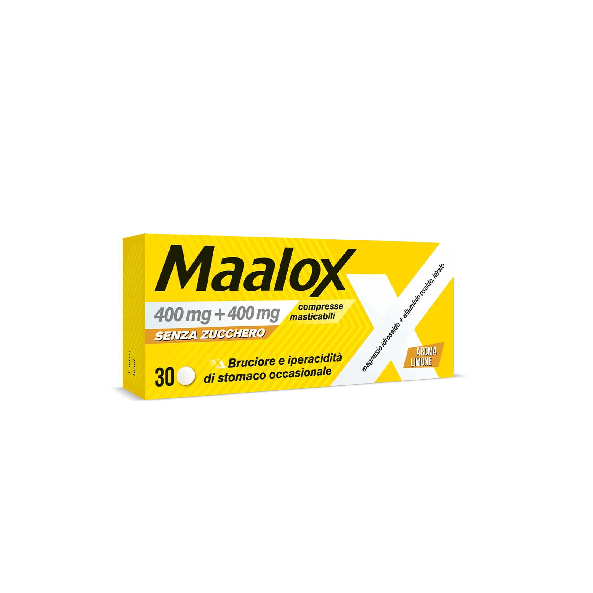 MAALOX Maalox sans sucre, 30 comprimés antiacides à croquer, saveur citron