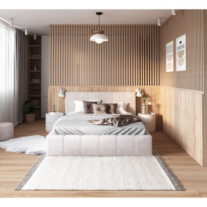 ATLANTA opbergbed van 160 x 200 cm met opklapbare lattenbodem, beige