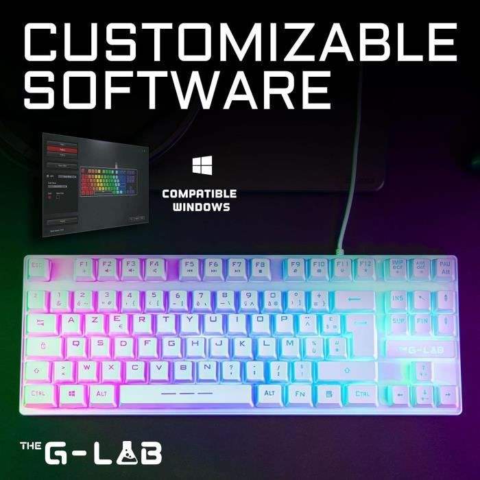 Tastiera da gioco - The G-Lab - KEYZ CAESIUM TKL - RGB - Cablata - Personalizzabile al 100% - AZERTY - Nera