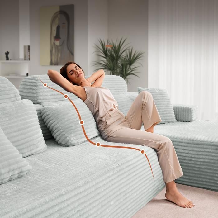 Reversible corner sofa with chaise longue, modular high-back sofa, deep seat sofa bed without assembly, grey
