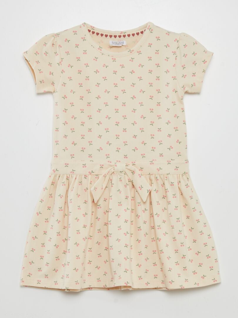 Uitlopende jurk met strik - BEIGE