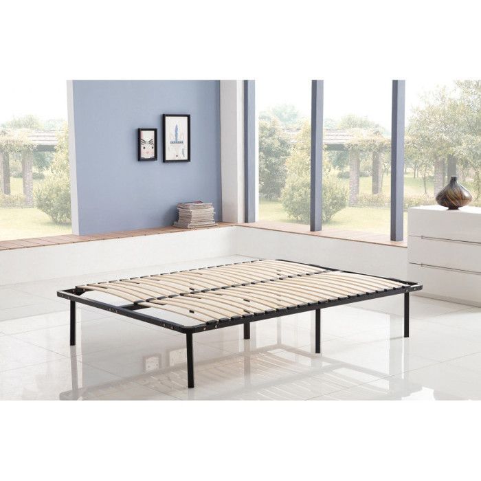 Base de cama de láminas de 160x200 cm con patas para cama doble.