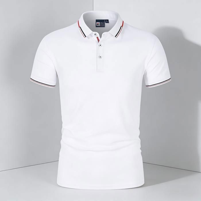 Men's Short Sleeve Slim Fit Polo Shirt, White, L