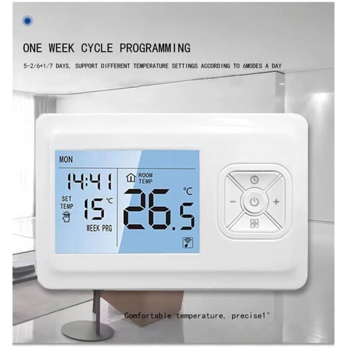 Termostato Inteligente Sem Fio - ZOR® - Wi-Fi - Programável - Controle por Voz - Compatível com Alexa e Google Home - Proteção contra Congelamento