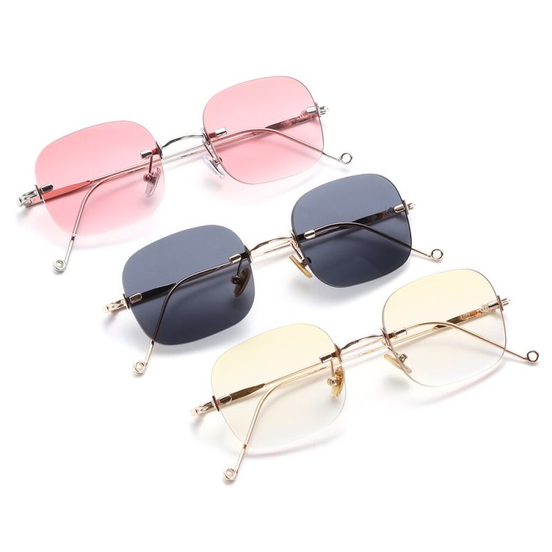 Modische rechteckige Sonnenbrille, randlos, luxuriöses Design, Damen und Herren, Retro-Farbverlauf