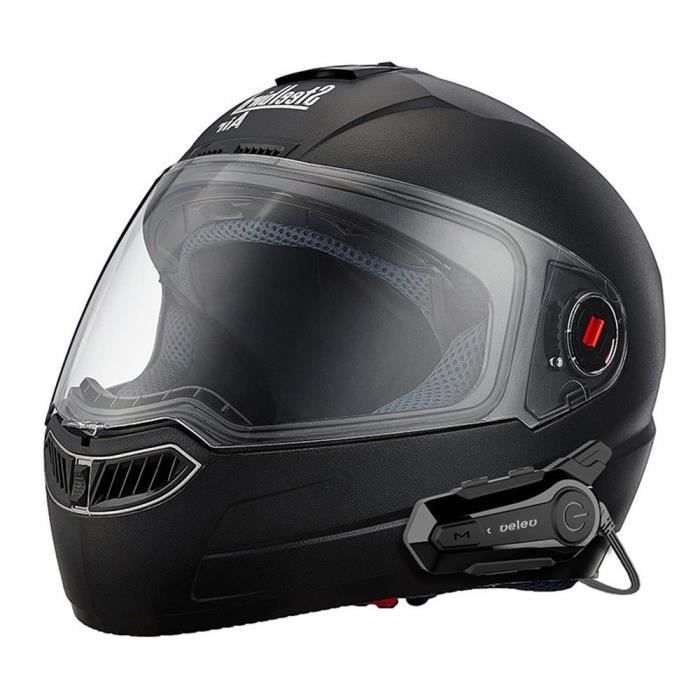 Intercomunicador para motocicleta PRUMYA Bluetooth 5.0 para dos cascos, alcance de comunicación de 1 km, 12 horas de tiempo de llamada, resistencia al agua IPX6.