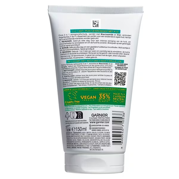 Garnier Pure Active глина против бубуљица 3 у 1<br>150ml - Проблемна кожа