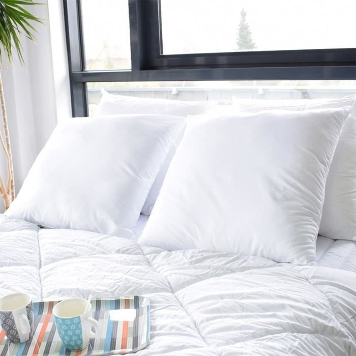 Set di 2 cuscini morbidi - 60 x 60 cm - Medio - Blu coccoloso - Bianco