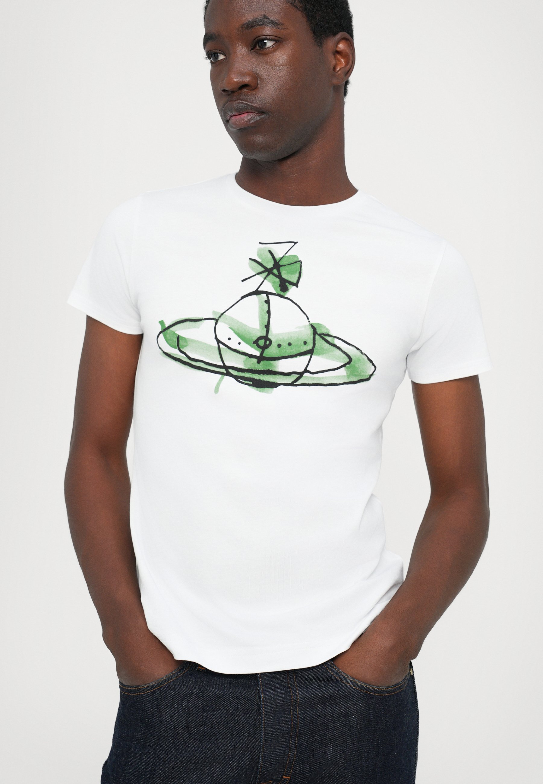 Vivienne Westwood DRAWN ORB PERU UNISEX - Koszulka z nadrukiem - biała