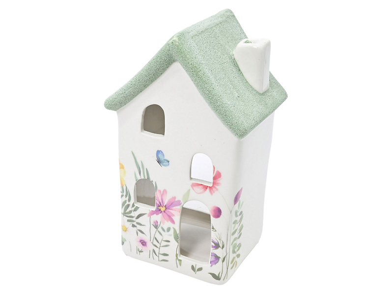 Świecznik ceramiczny na tealight Wiosenny Domek 16,5 cm