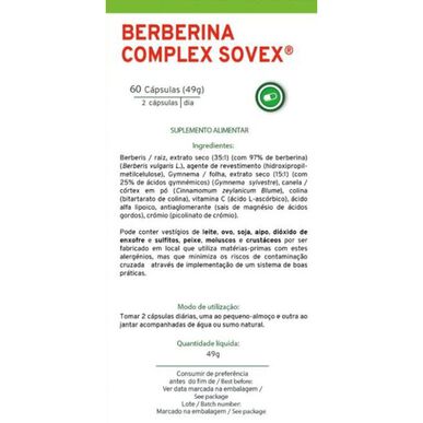 Suplemento Sovex para el mantenimiento del nivel de glucosa, 60 cápsulas.