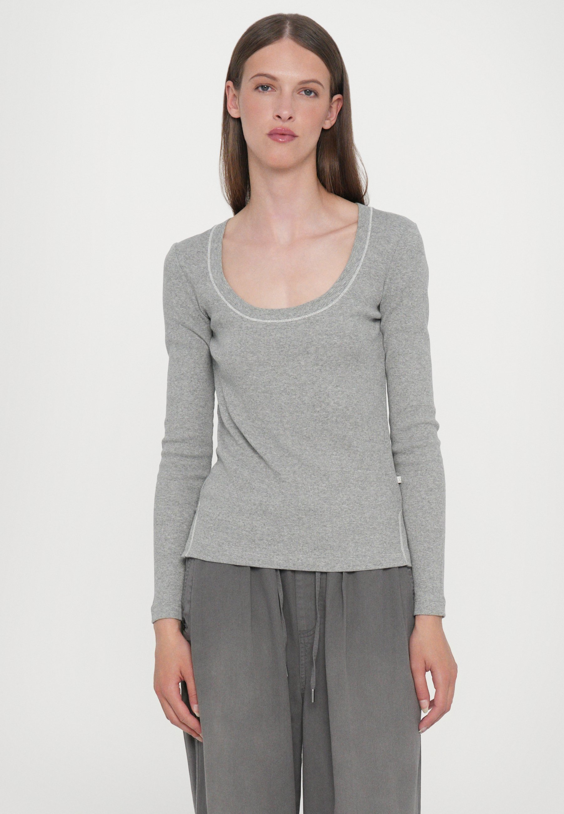 T-SHIRT À MANCHES LONGUES À FERMETURE PLATE - Gris clair