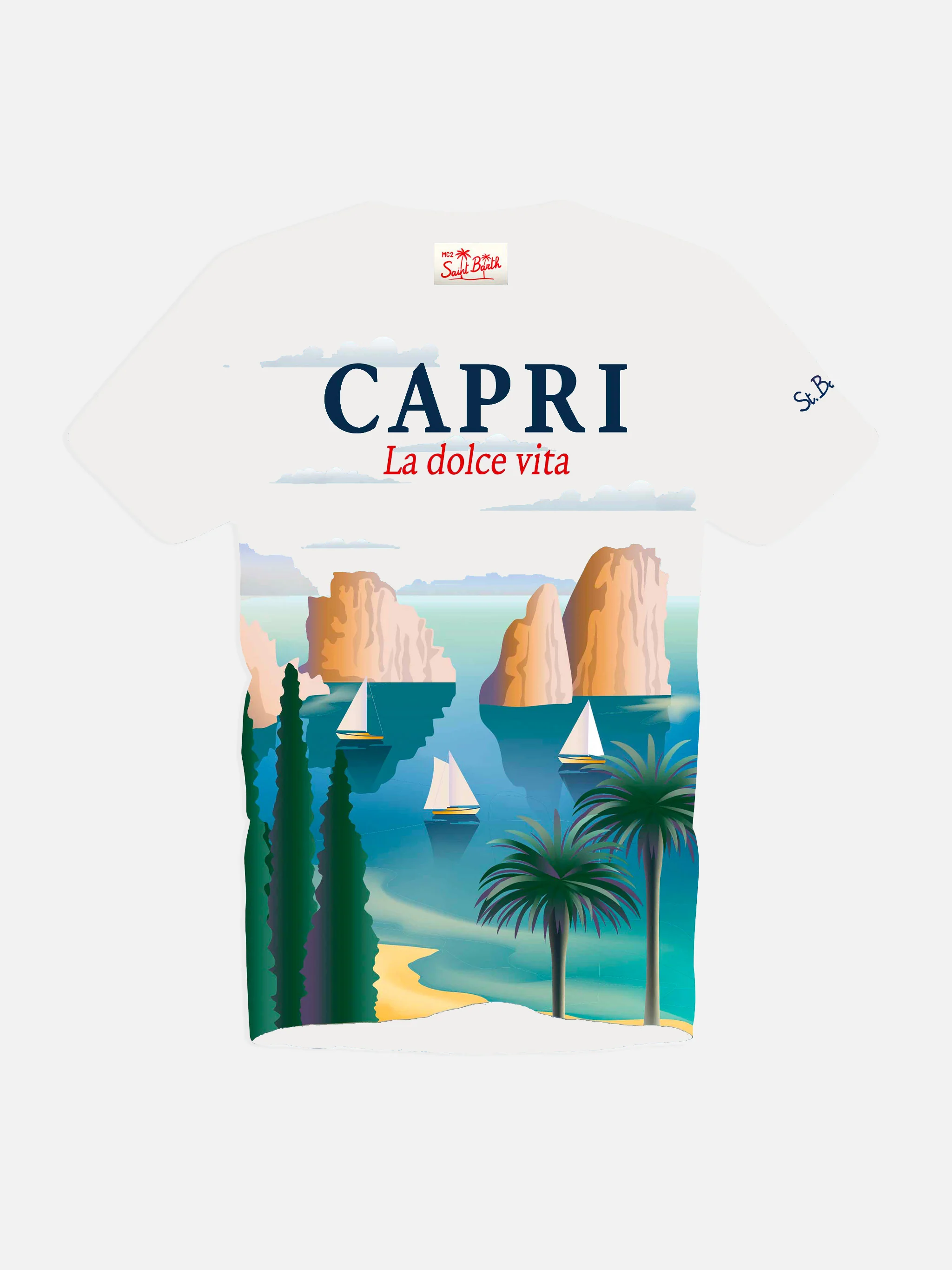 Capri ansichtkaartprint katoenen baby T-shirt