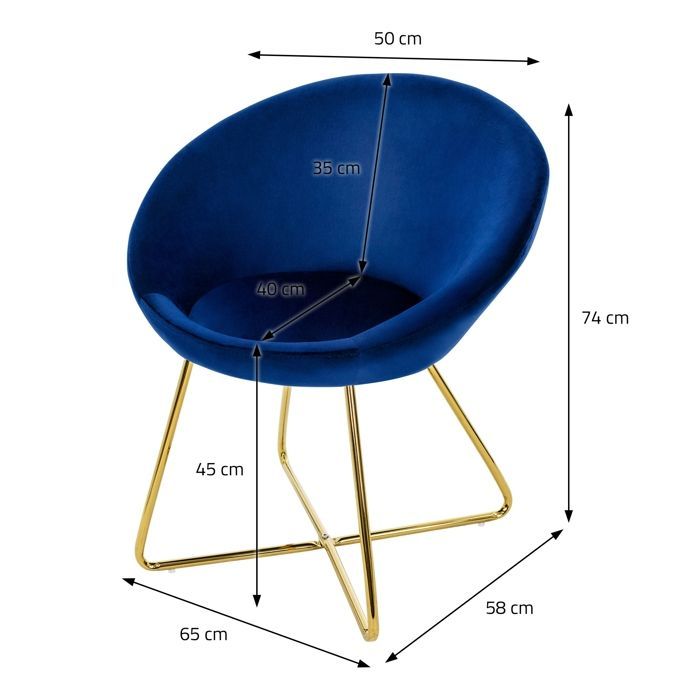 ML-Design 2 blauwe fluwelen eetkamerstoelen met gewatteerde zitting en rugleuning, fauteuil voor eettafel, make-up, keuken
