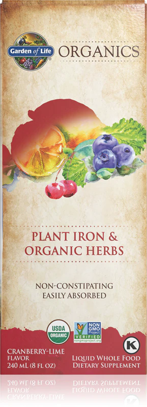 Bylinný sirup Garden of Life Plant Iron & Organic Herbs vhodný pre deti na posilnenie imunity, zníženie únavy a vyčerpania