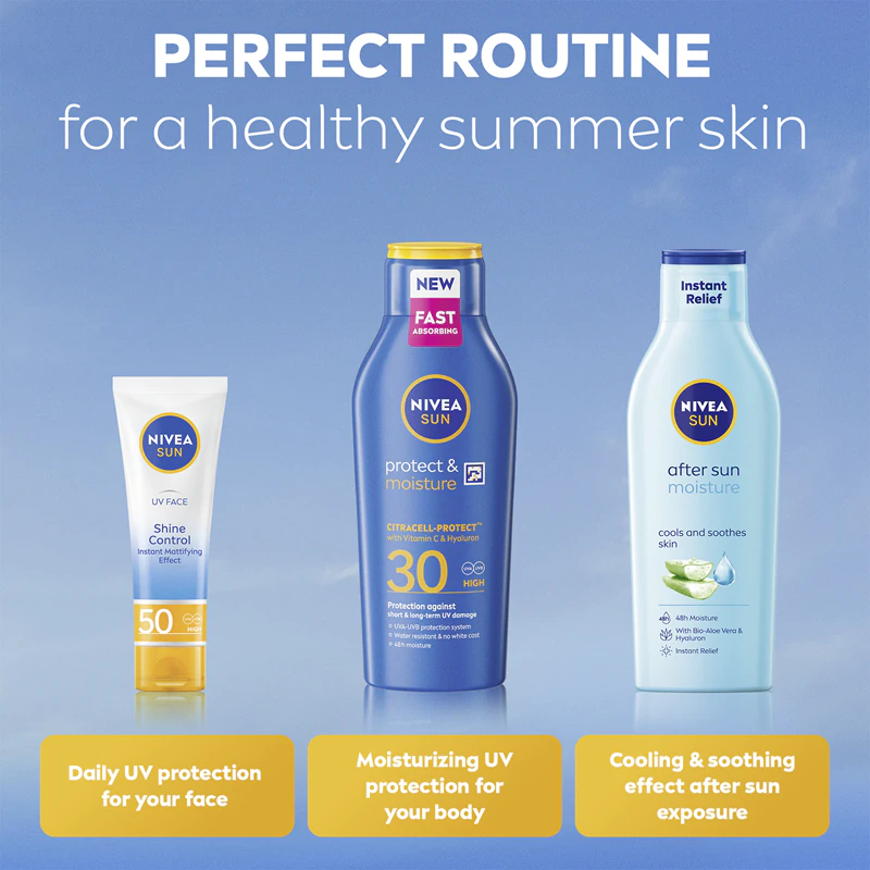 Loção hidratante com protetor solar NIVEA SUN Protect & Moisture FPS 30