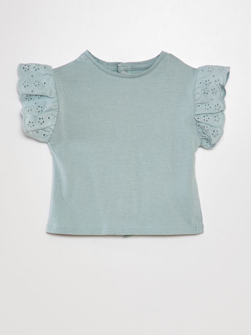 T-shirt med ärmar och engelska sömmar - BLÅ