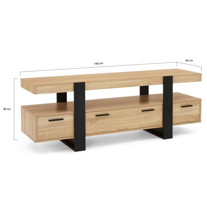 Mobile porta TV IDMARKET PHOENIX da 140 cm con cassetti in legno e neri