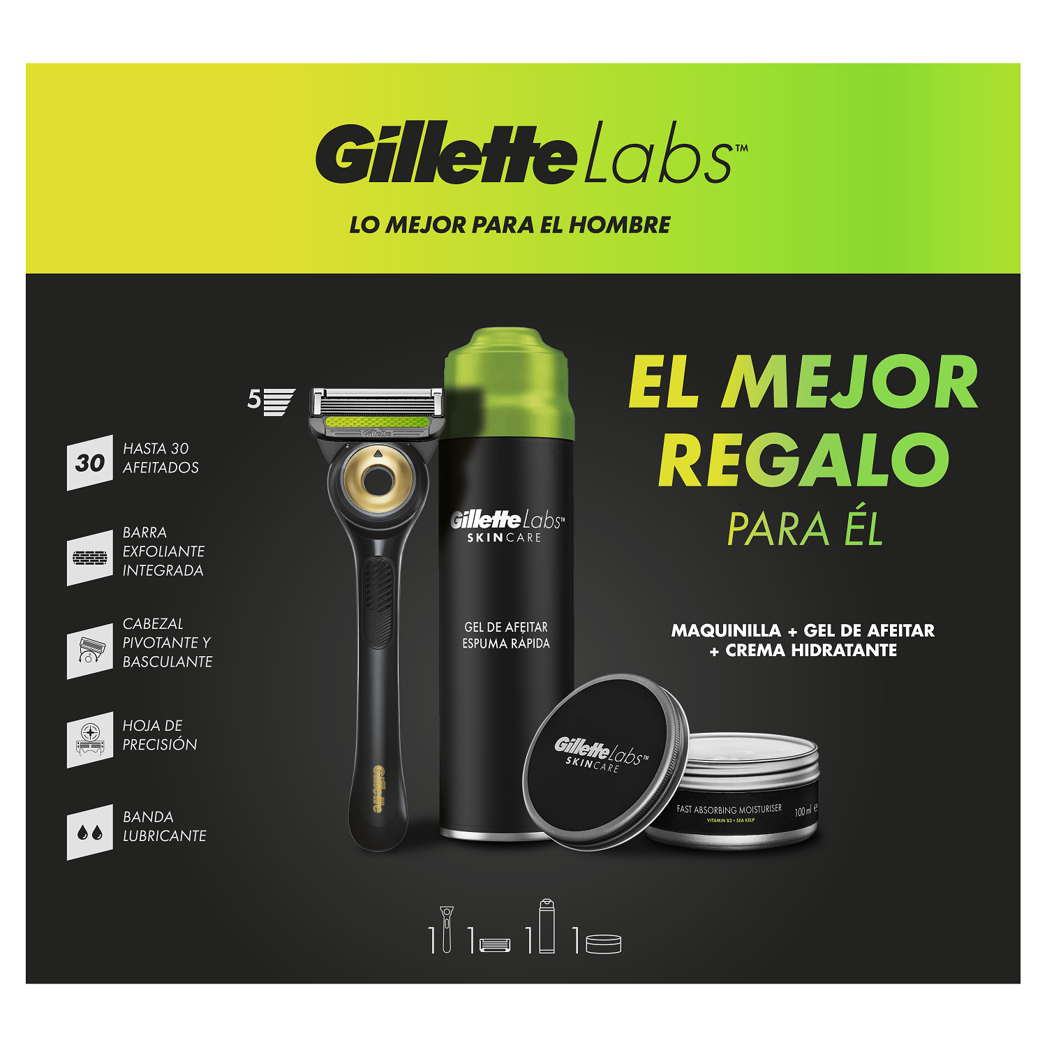 Gillette Labs muški set za brijanje Njega brade i brkova