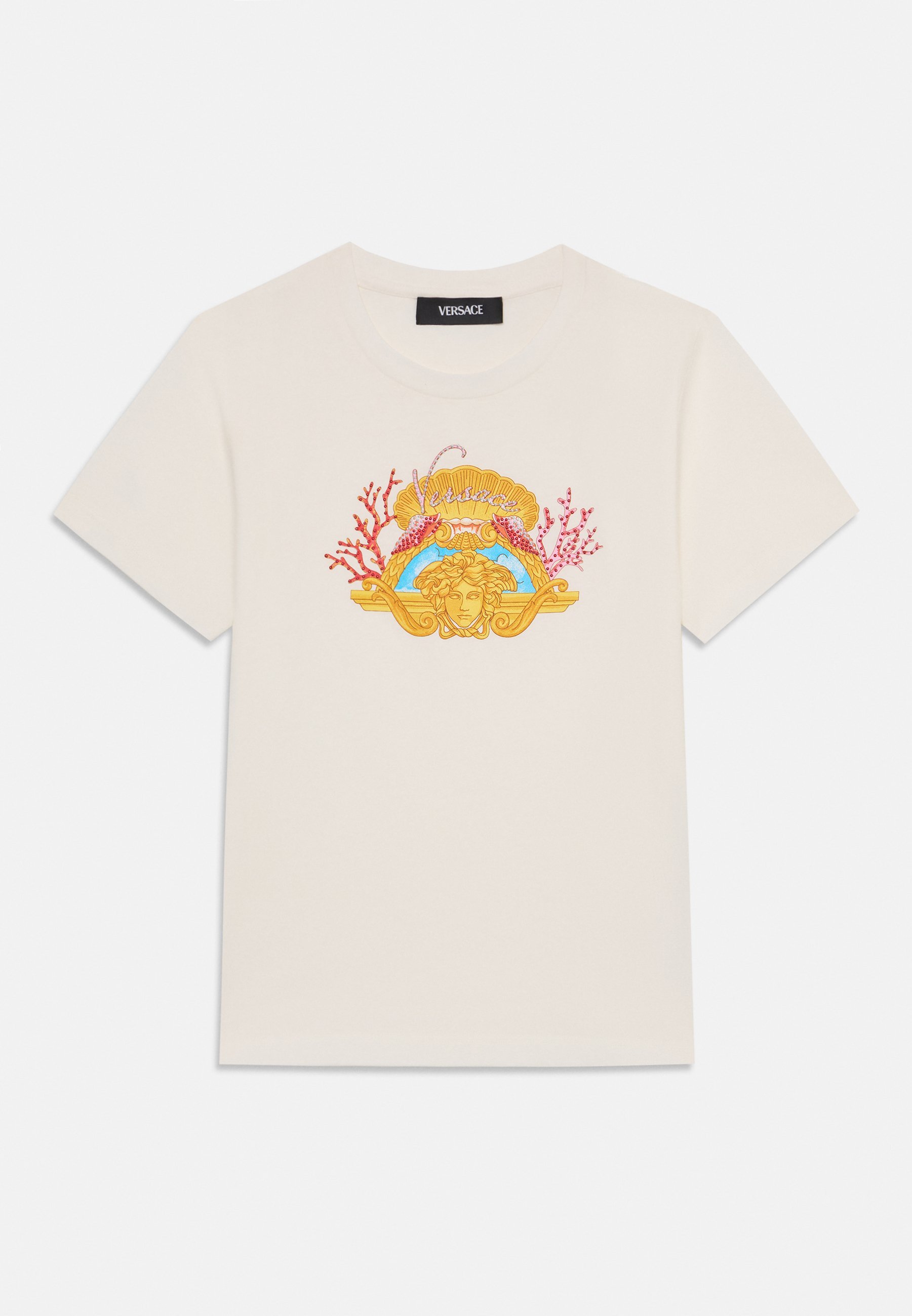 Versace MEDUSA CORAL KIDS STUDS PRINT UNISEX - Koszulka z nadrukiem - biała/wielokolorowa