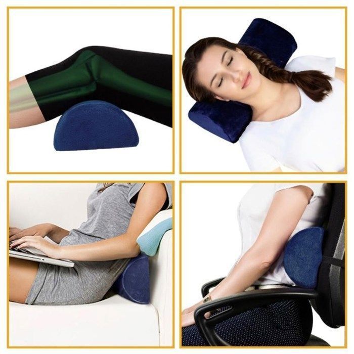 Cojín lumbar Inphysio Half Bolster de 42x18x10cm - Cojín ergonómico de espuma viscoelástica - Cojín para oficina, coche, cuello y espalda