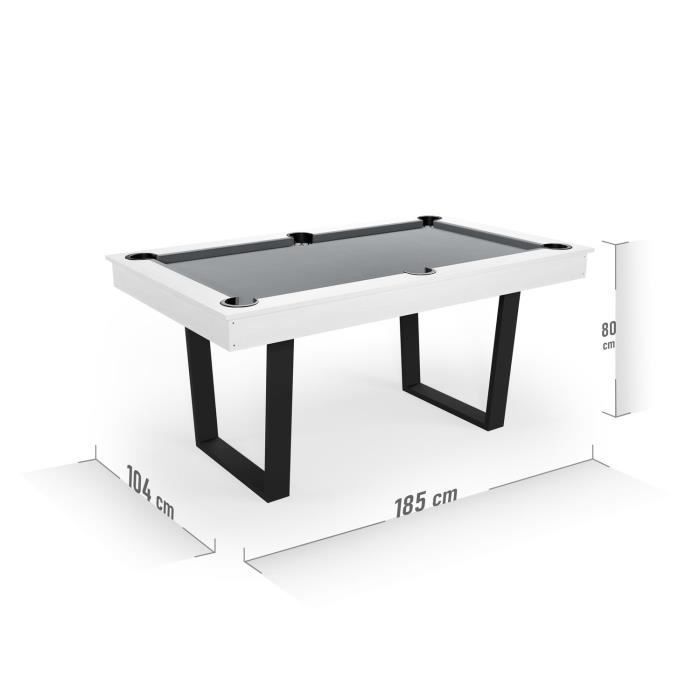 Tavolo da biliardo americano trasformabile in tavolo da pranzo per 4-6 persone 185 x 104 x 82 cm - Horizon - Bianco - MDF - SOKKER