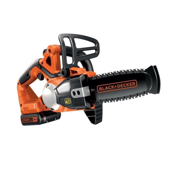Sierra de poda eléctrica inalámbrica + batería de 2 Ah + cargador - BLACK&DECKER - GKC1820L20-QW - 18 V - Cadena de 20 cm