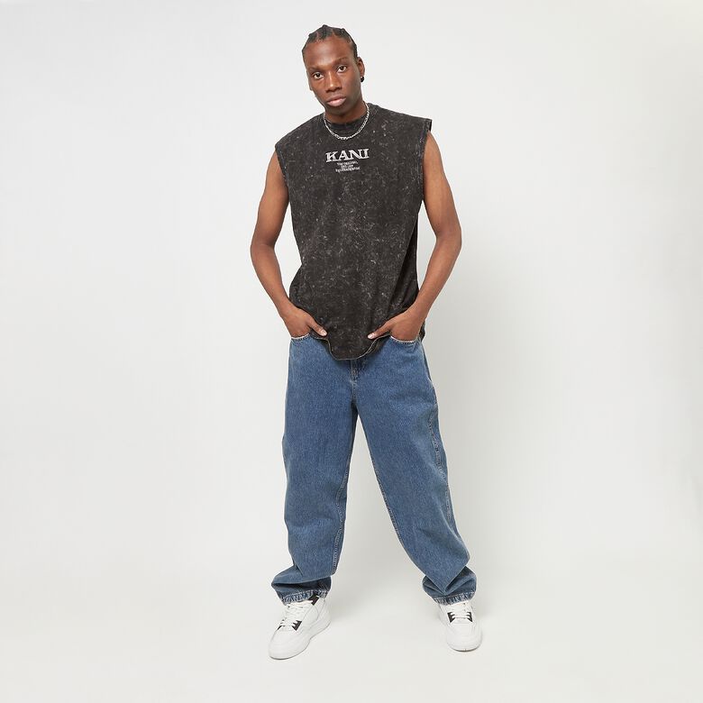 T-shirt senza maniche effetto slavato in stile retrò
