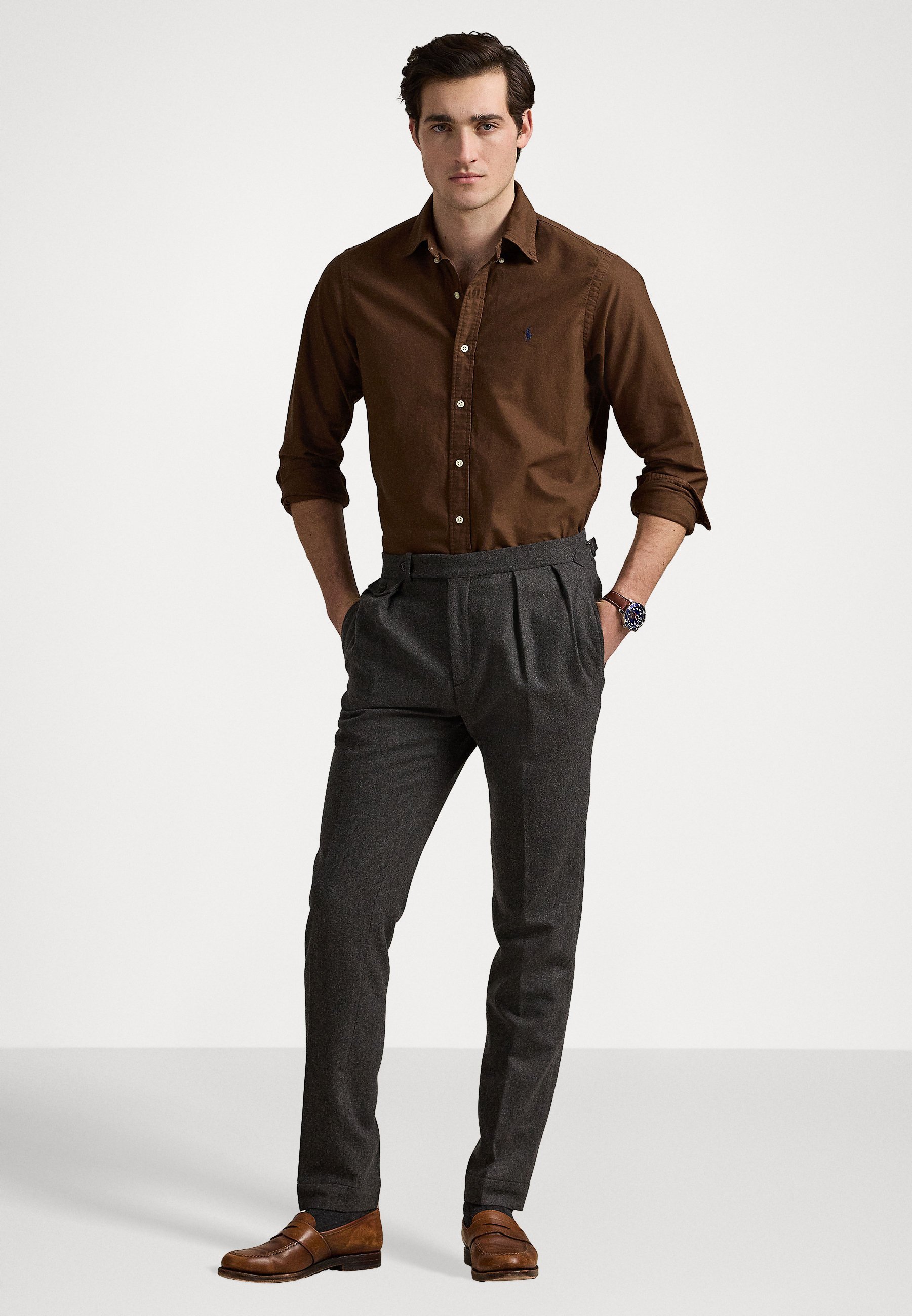Polo Ralph Lauren CUSTOM FIT GARMENT DYED OXFORD SHIRT - Särk - šokolaadivahukoor