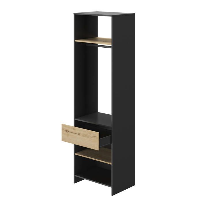 Tocador de 1 cajón - Estilo industrial - Ancho 63 cm, Alto 213 cm, Profundidad 45 cm - Marrón - MIMIZAN - Hecho en Francia