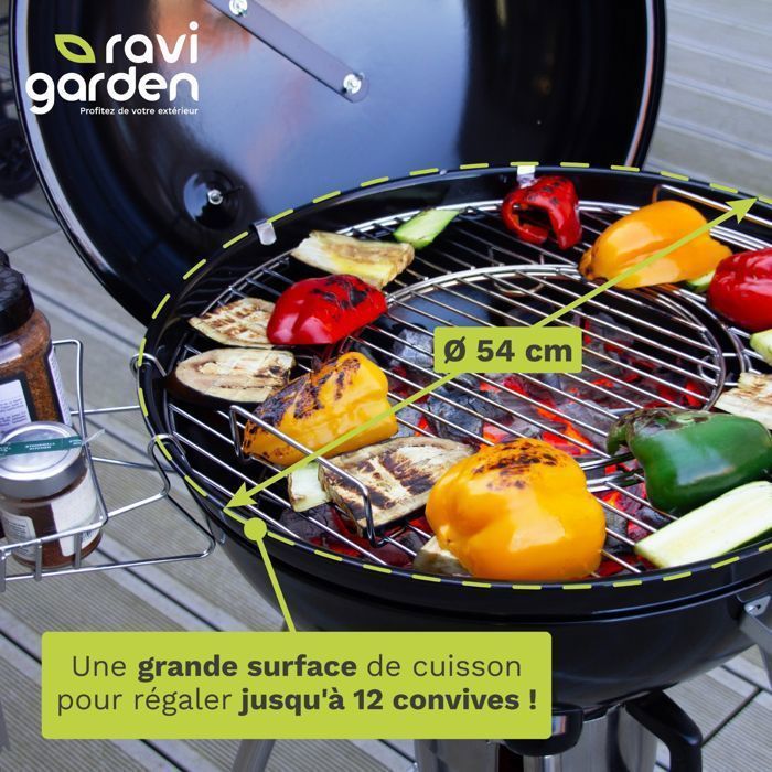 Barbecue a carbone da 57 cm con coperchio | Barbecue rotondo a carbone | Barbecue a carbone a 4 gambe | Ideale per 8-12 persone